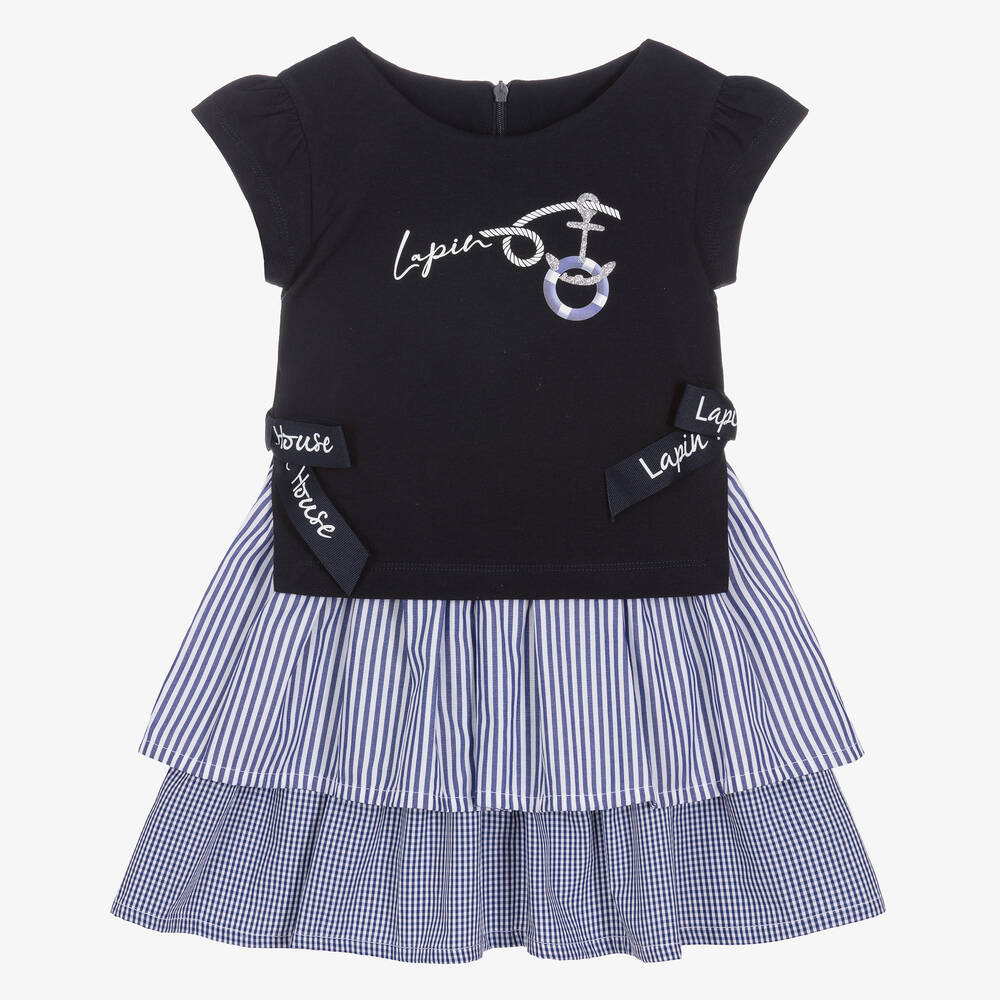 Lapin House - Girls Blue & White Nautical Dress | Childrensalon