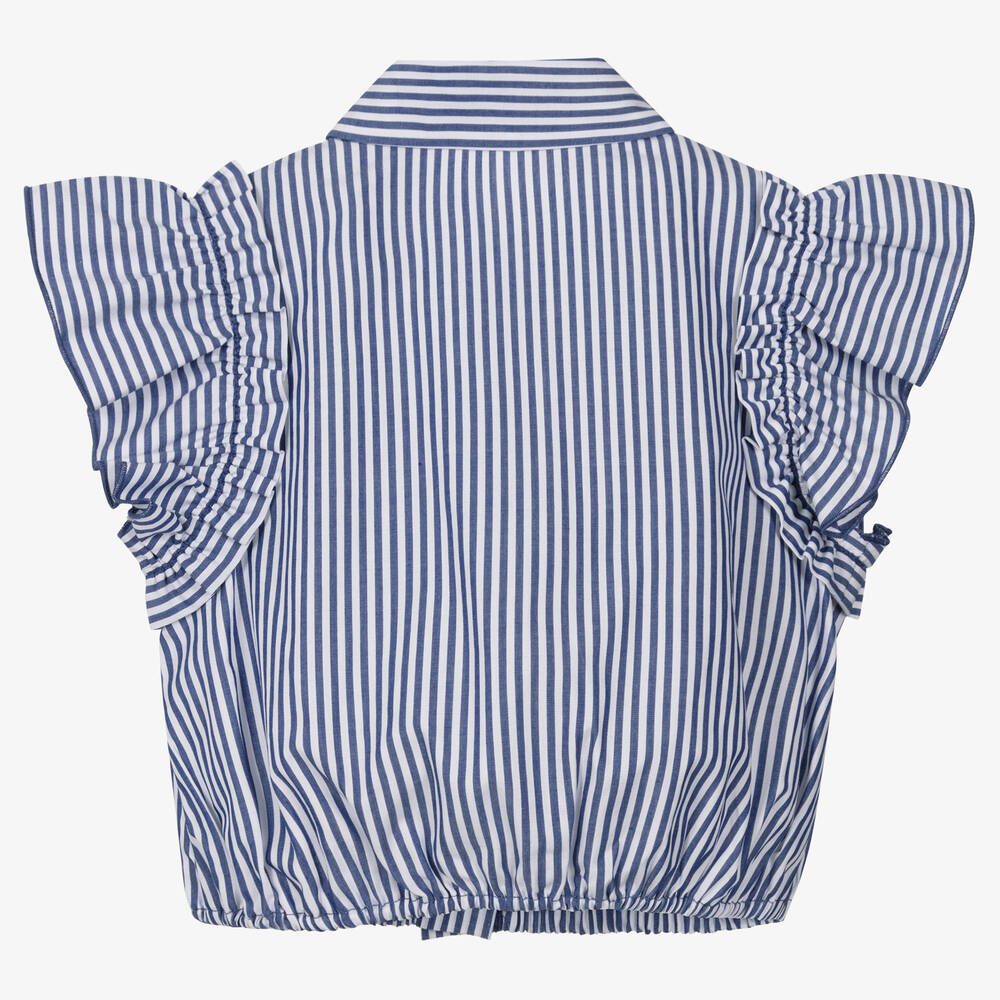 Lapin House-Хлопковая блузка в бело-голубую полоску | Childrensalon Outlet