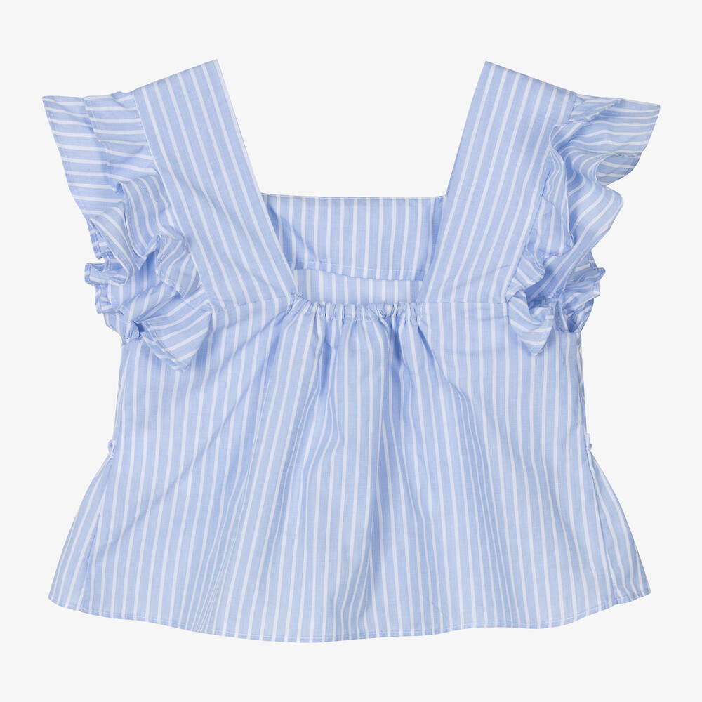 Lapin House-Хлопковая блузка в бело-голубую полоску | Childrensalon Outlet