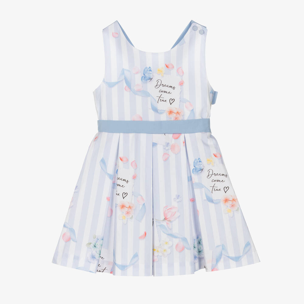 Lapin House-Girls Blue & White Stripe Cotton Dress | Childrensalon Outlet