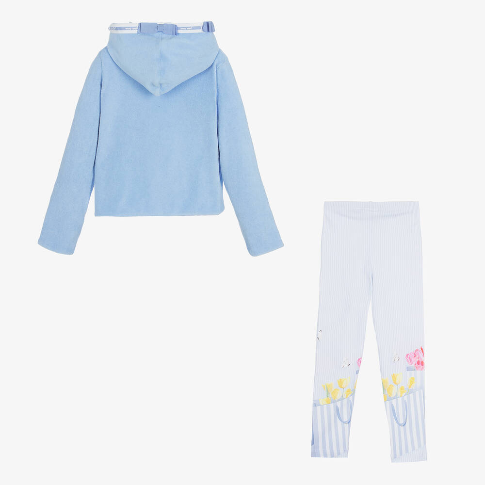 Lapin House-Голубой топ на молнии с цветами и легинсы | Childrensalon Outlet