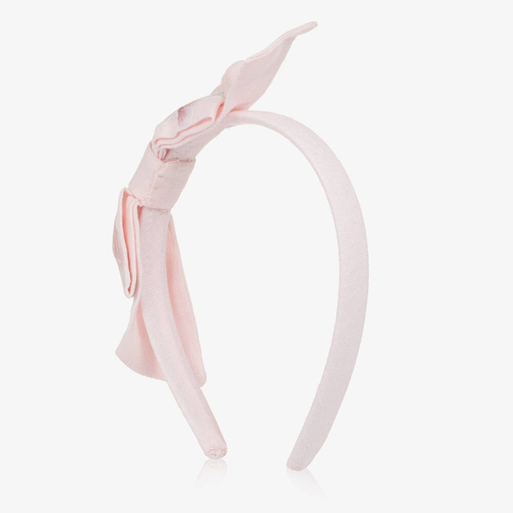 Lapin House-عصابة رأس من الكتان الوردي للبنات مع فيونكة | Childrensalon Outlet