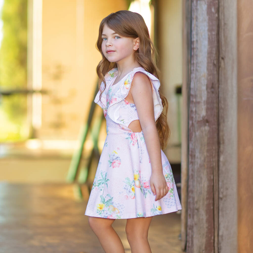 Lapin House-Girls Blush Floral Jersey Dress | Childrensalon Outlet