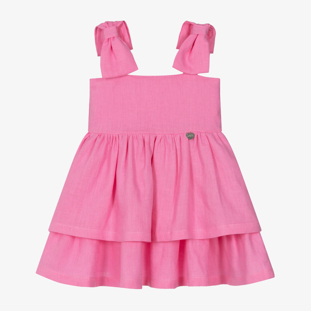 Lapin House-Льняное платье для девочек нежно-розовое | Childrensalon Outlet