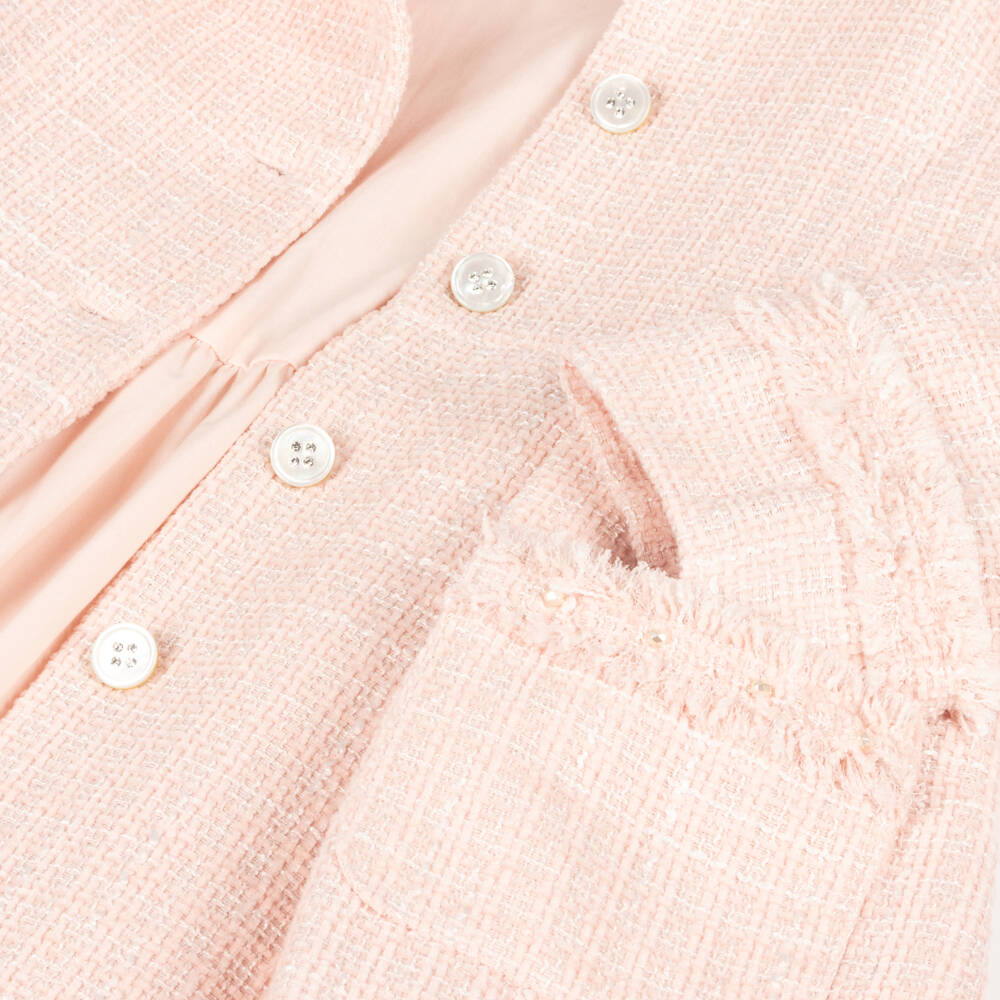 Lapin House-Girls Blush Tweed Overcoat | Childrensalon Outlet