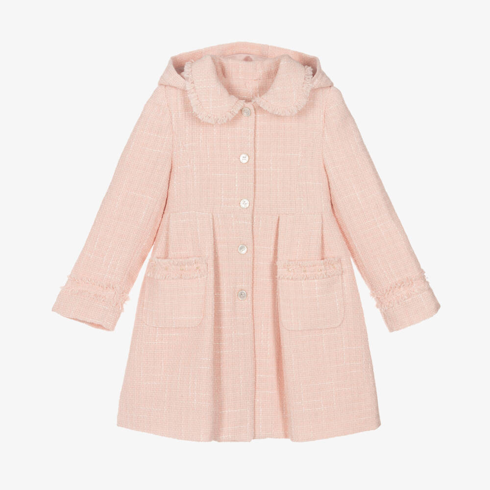 Lapin House-Girls Blush Tweed Overcoat | Childrensalon Outlet