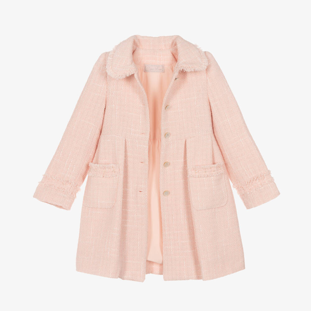 Lapin House-Girls Blush Tweed Overcoat | Childrensalon Outlet