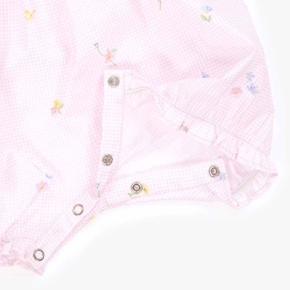 Lapin House-Girls Blushing Blossom Gingham Romper | Childrensalon Outlet