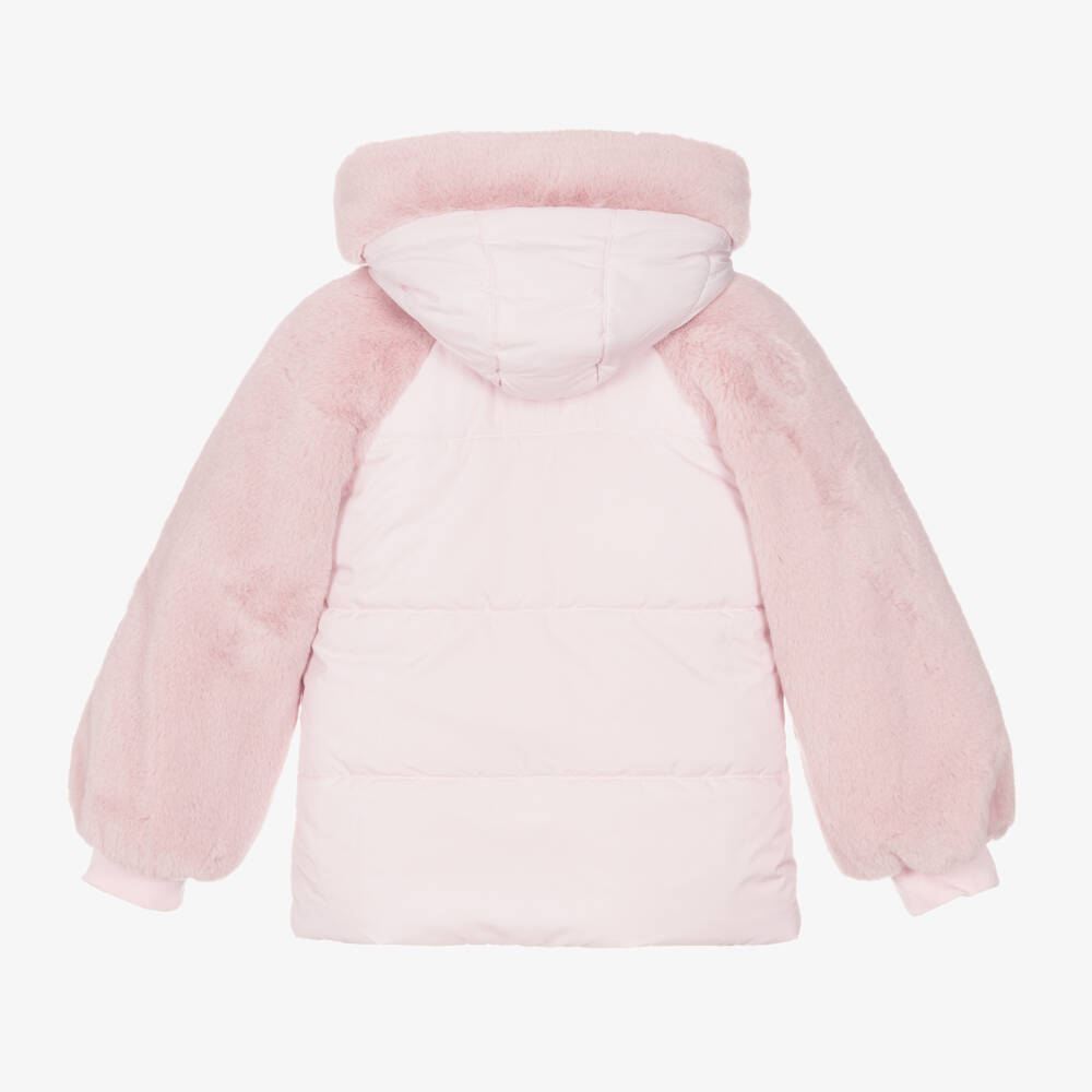 Lapin House-Girls Cosy Pink Hooded Coat | Childrensalon Outlet