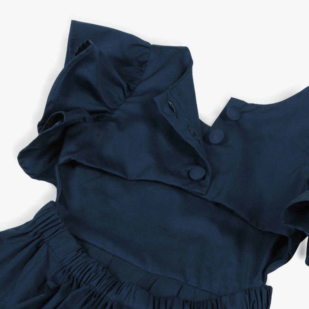 Lapin House-Girls Cotton Blue Frill Romper | Childrensalon Outlet