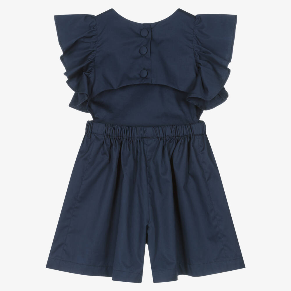 Lapin House-Girls Cotton Blue Frill Romper | Childrensalon Outlet