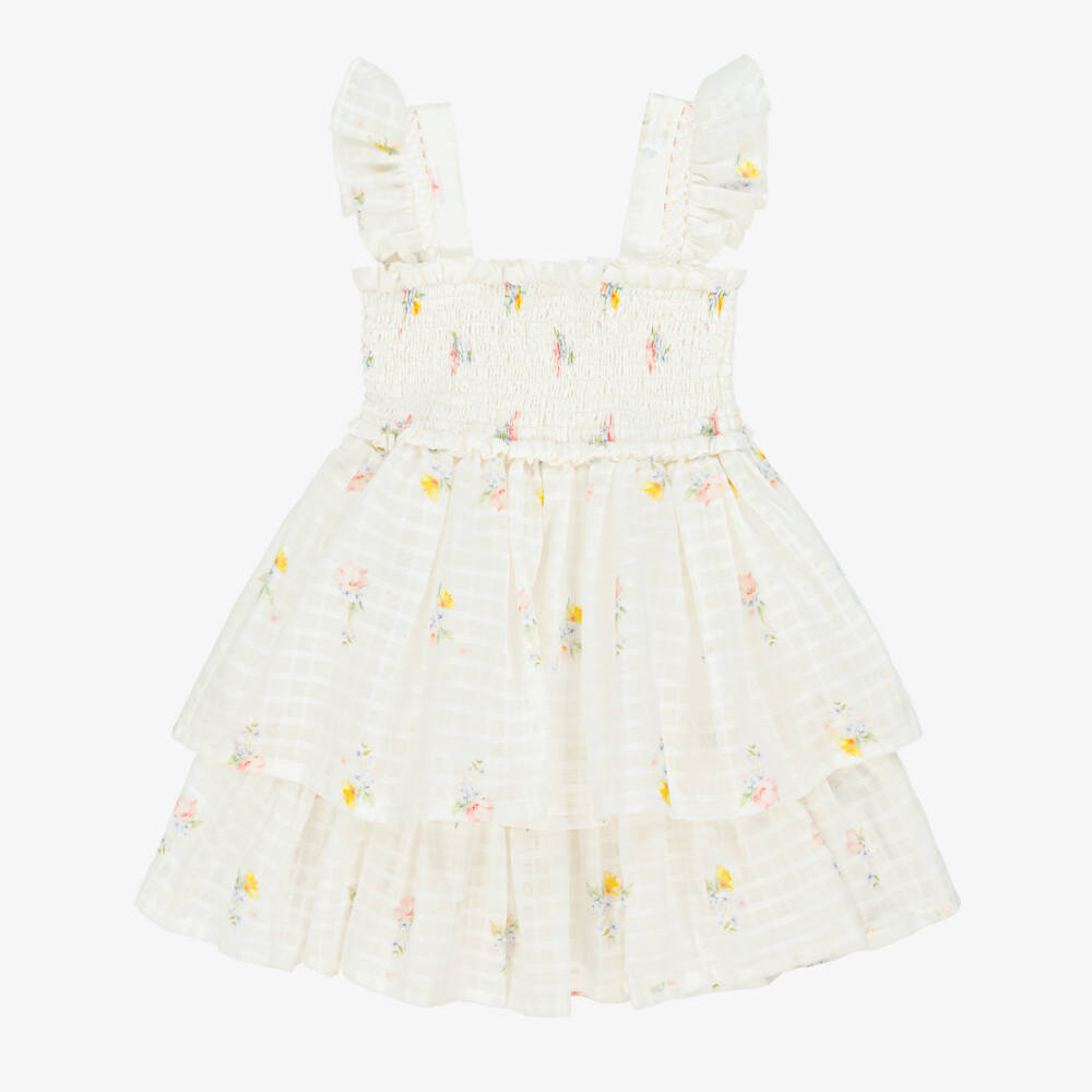 Lapin House-Girls Creamy Floral Smocked Sundress | Childrensalon Outlet