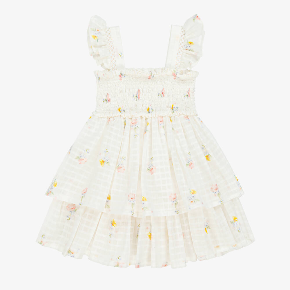 Lapin House-Girls Creamy Floral Smocked Sundress | Childrensalon Outlet