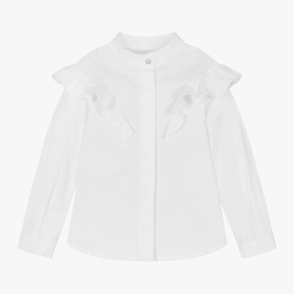 Lapin House-Girls Crisp White Ruffle Blouse | Childrensalon Outlet