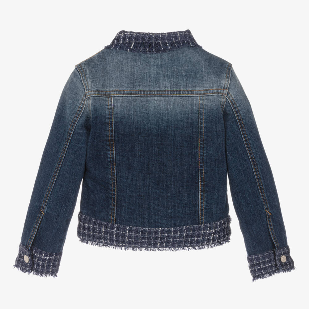 Lapin House-Girls Denim Jacket with Tweed Accents | Childrensalon Outlet