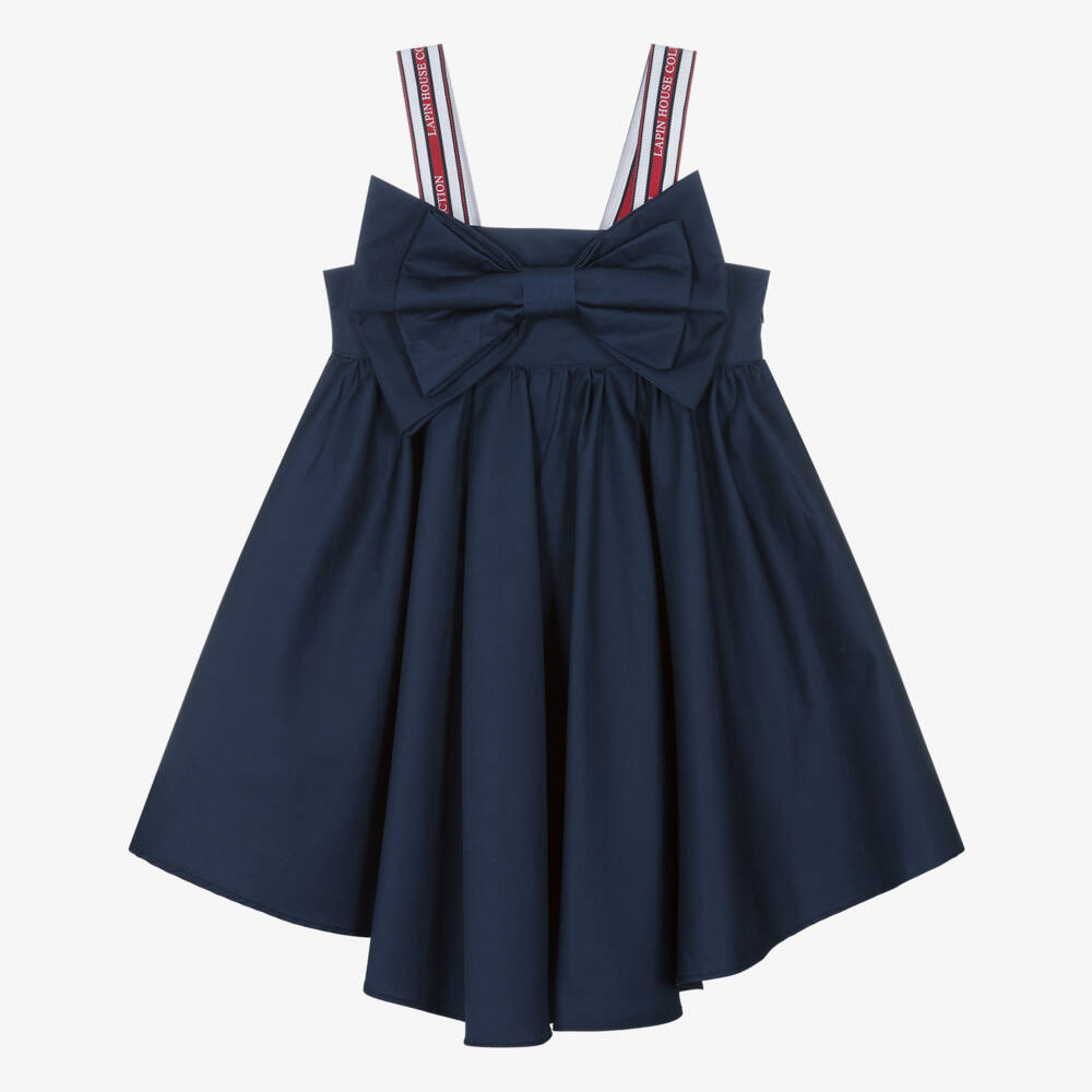 Lapin House-Girls Elegant Navy Bow Frock | Childrensalon Outlet
