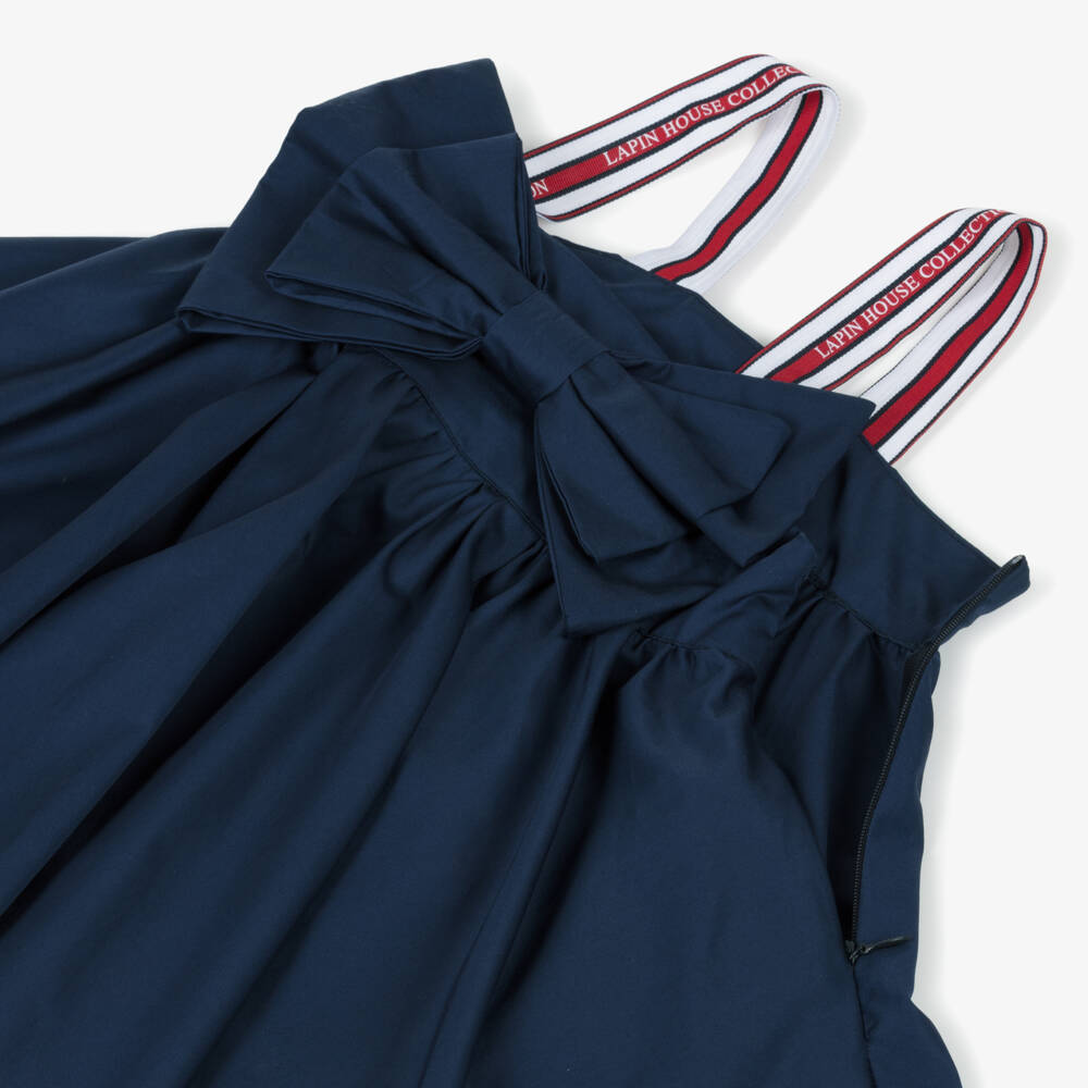 Lapin House-Girls Elegant Navy Bow Frock | Childrensalon Outlet
