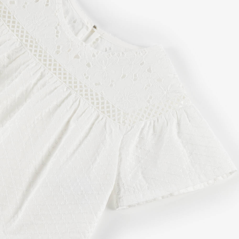 Lapin House-Girls Floral Cotton Top in White | Childrensalon Outlet