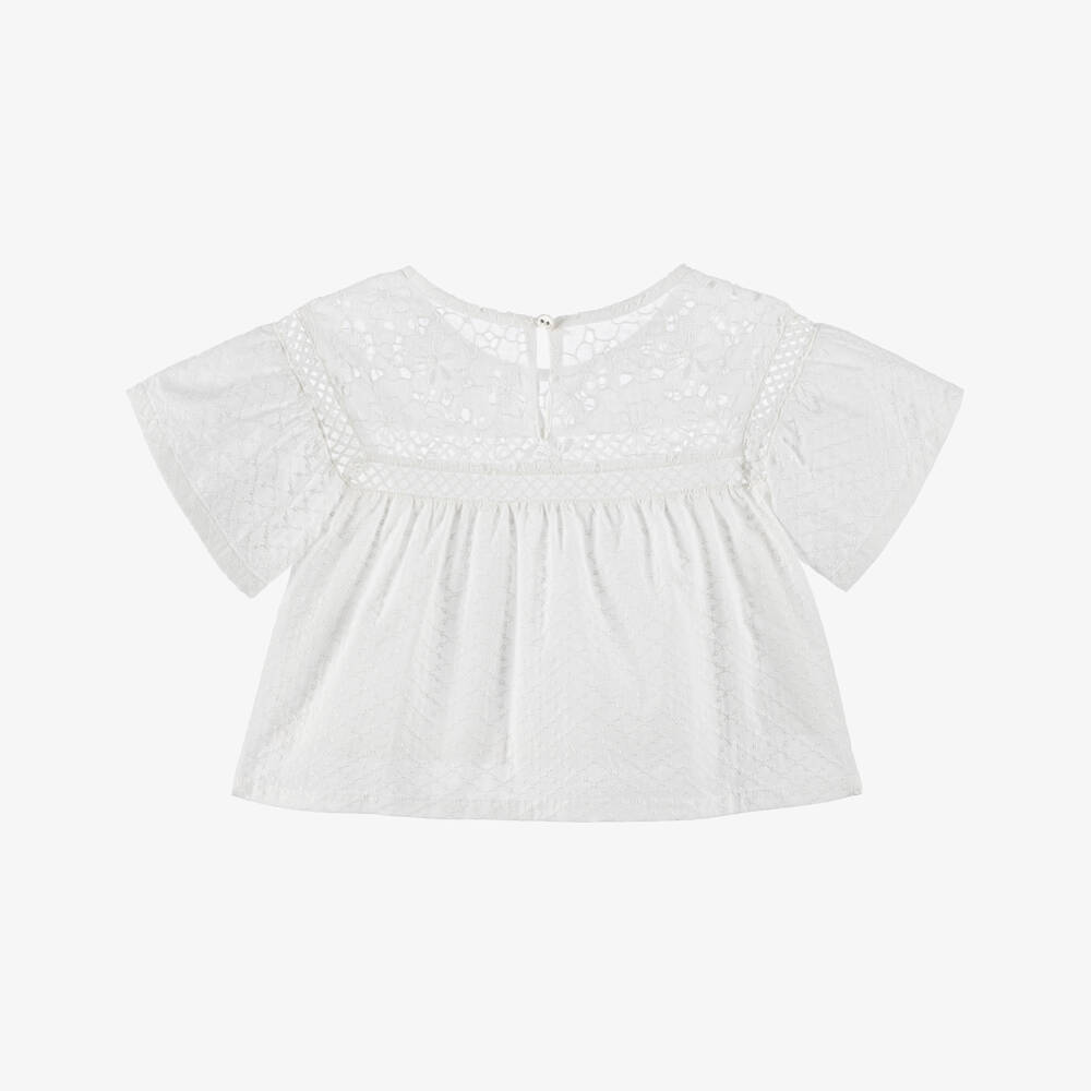 Lapin House-Girls Floral Cotton Top in White | Childrensalon Outlet