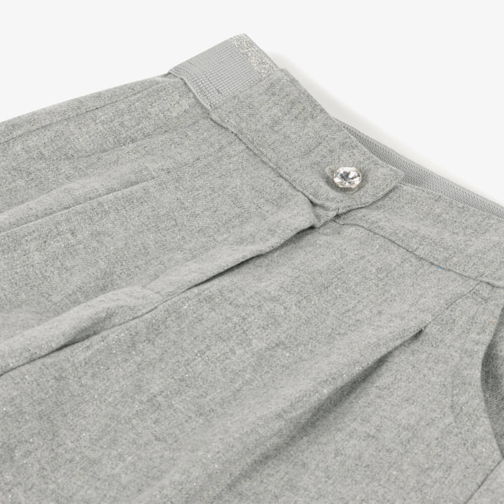 Lapin House-Girls Glittery Grey Cotton Trousers | Childrensalon Outlet