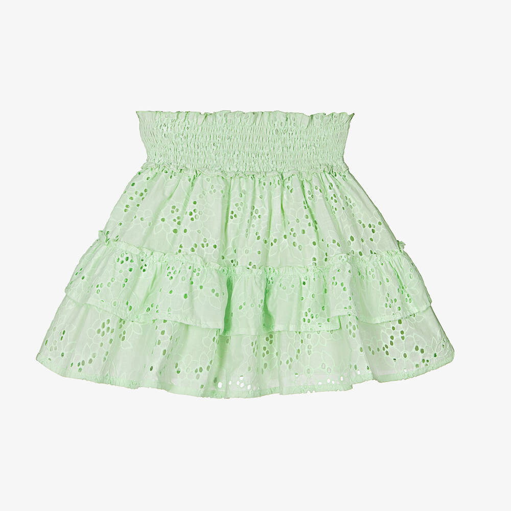 Lapin House-Girls Green Broderie Anglaise Skirt  | Childrensalon Outlet