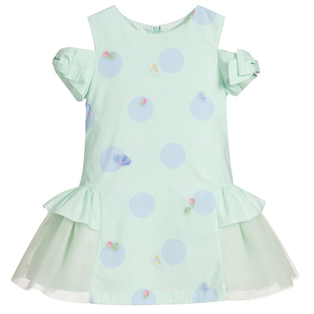 Lapin House - Girls Green Cotton Dress | Childrensalon