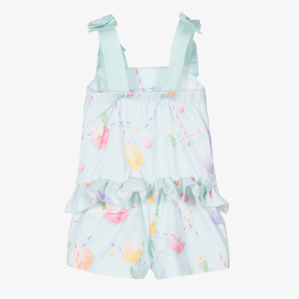 لابين هاوس-بلاي سوت قطن جيرسي لون أخضر بطبعة ورود للبنات | Childrensalon Outlet