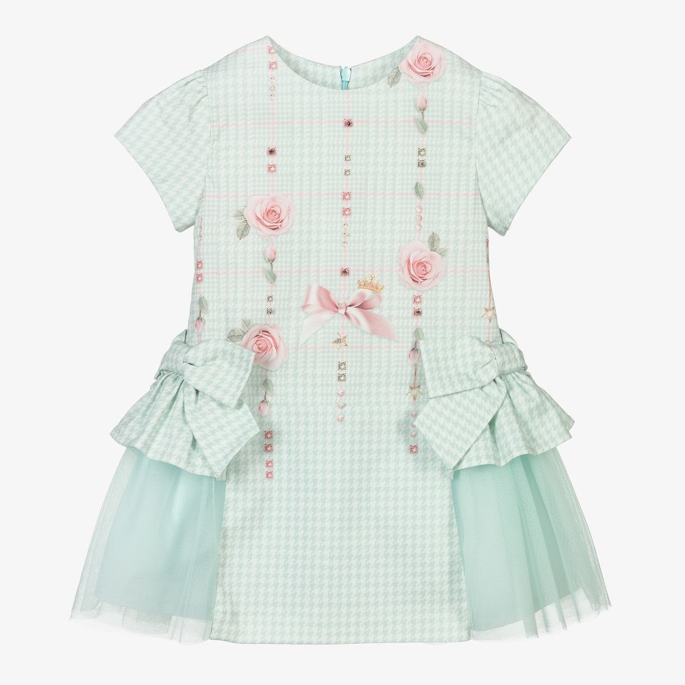 Lapin House - Grünes Kleid mit Hahnentrittmuster (M) | Childrensalon