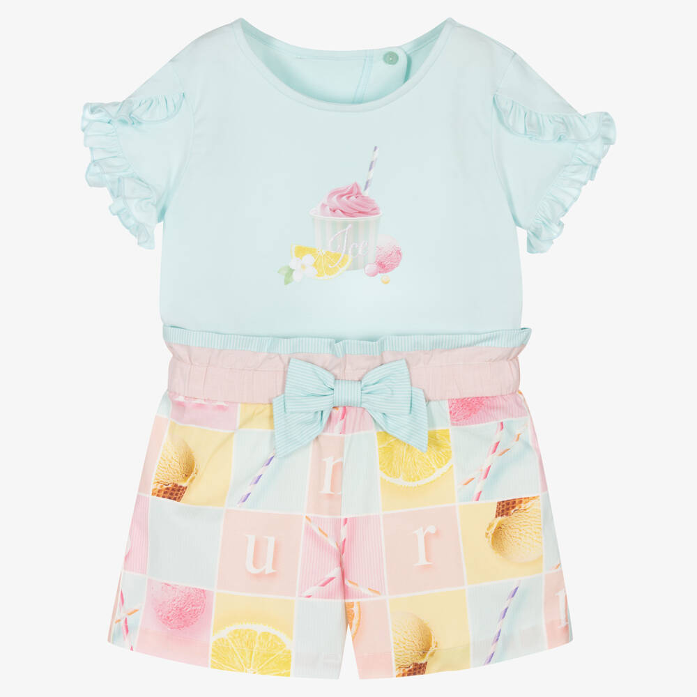 Lapin House-Girls Green Ice Cream Shorts Set | Childrensalon Outlet