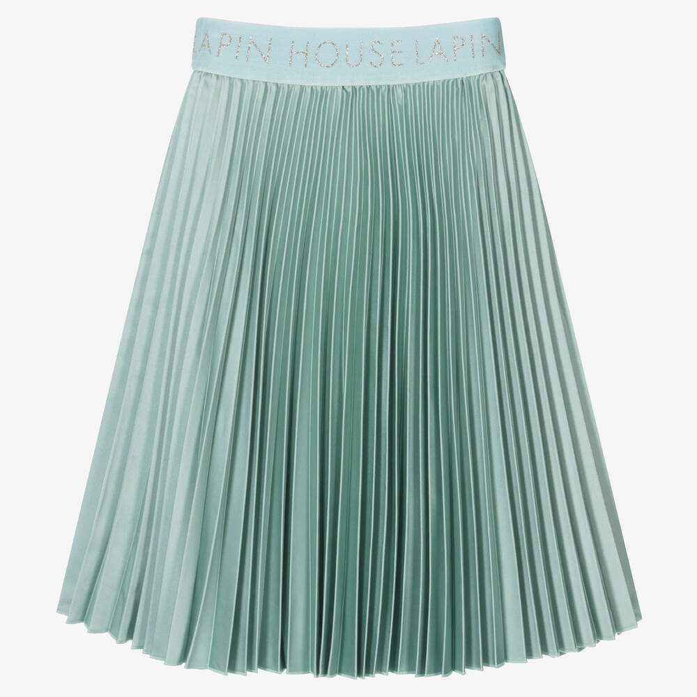Lapin House-Girls Green Pleated Satin Skirt | Childrensalon Outlet