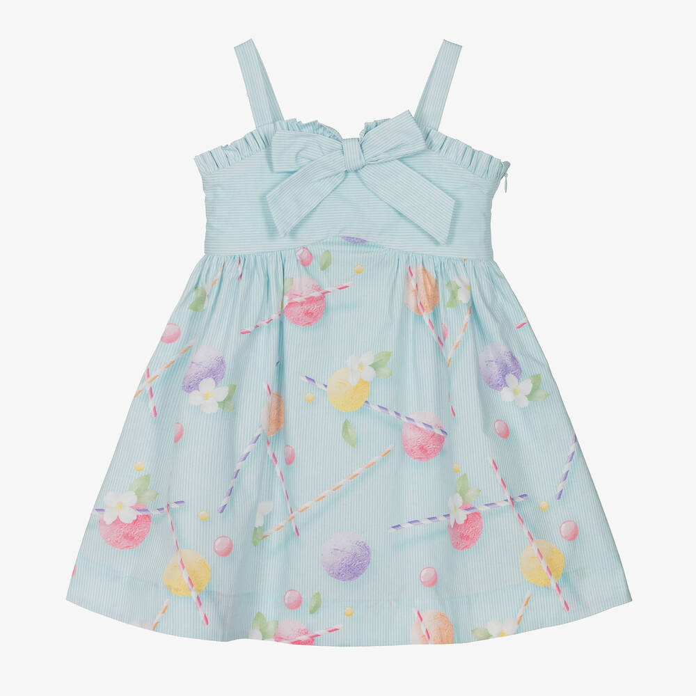 Lapin House-فستان قطن بوبلين مقلم لون أخضر نعناعي | Childrensalon Outlet