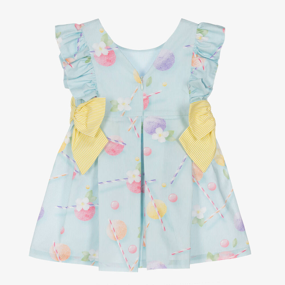 Lapin House Girls Green Striped Ice Cream Dress Childrensalon