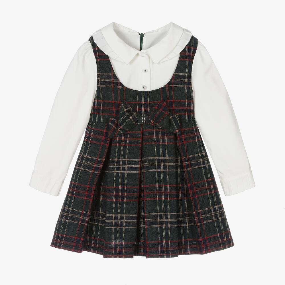 Lapin House - Girls Green Tartan Dress | Childrensalon