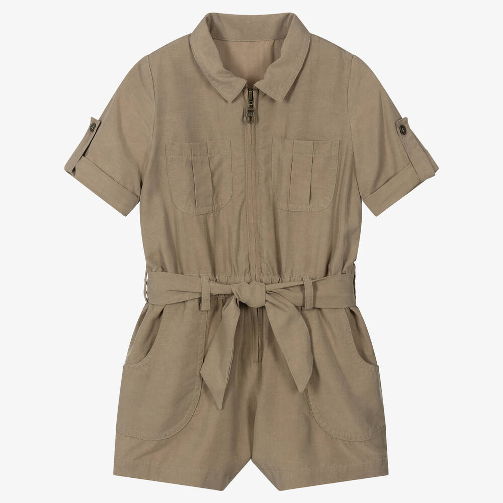 Lapin House - Girls Green Utility Style Playsuit | Childrensalon