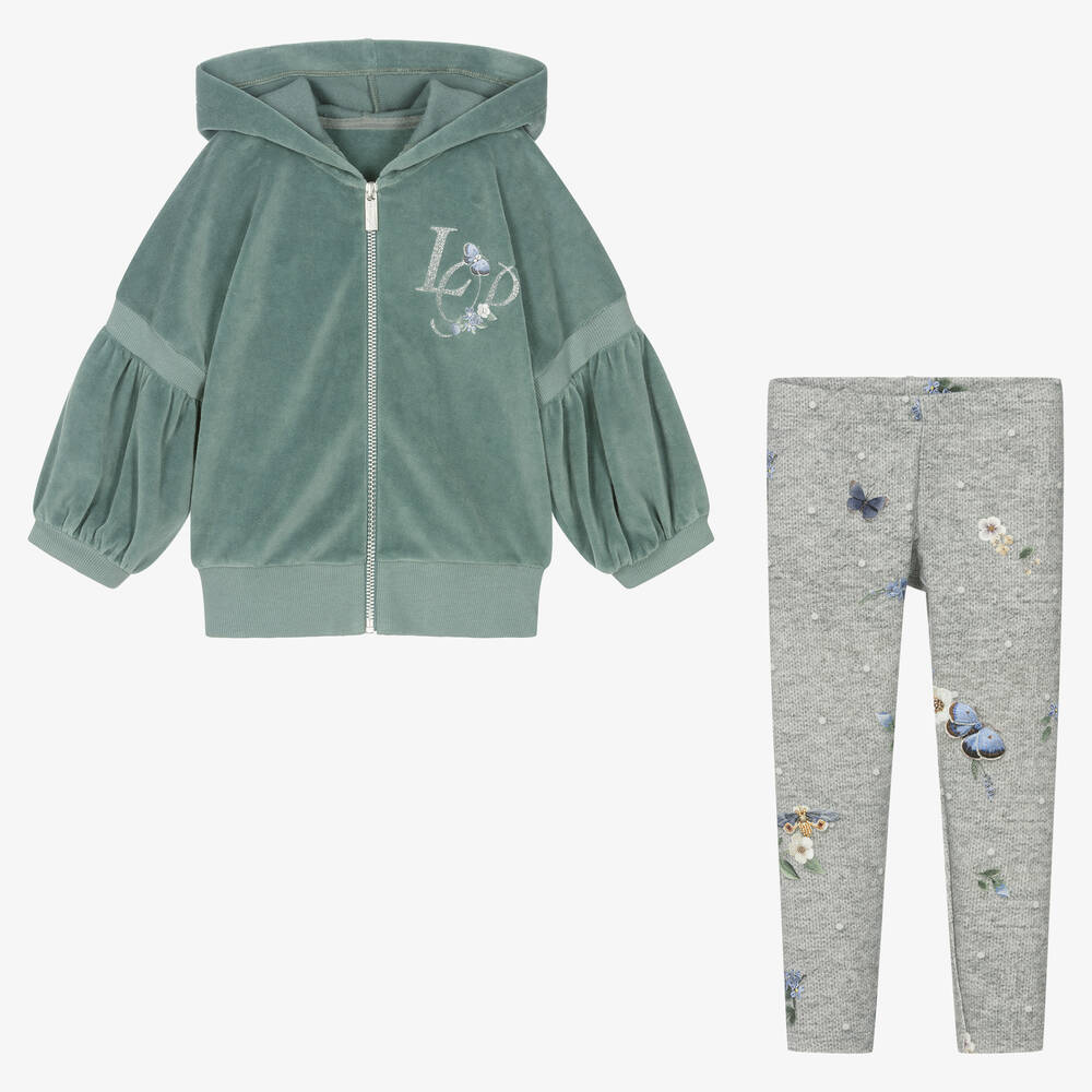 Lapin House-Girls Green Zip-Up Top & Leggings Set | Childrensalon Outlet