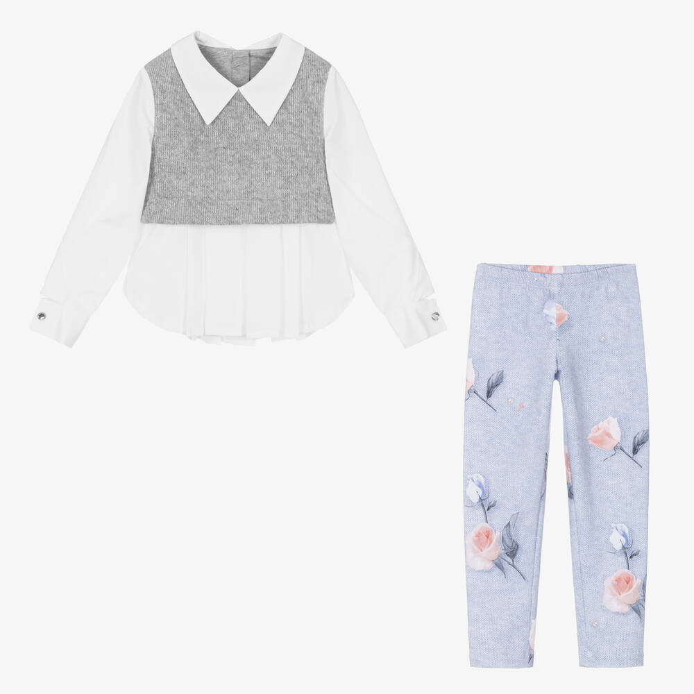 Lapin House-Girls Grey & Blue Leggings Set | Childrensalon Outlet