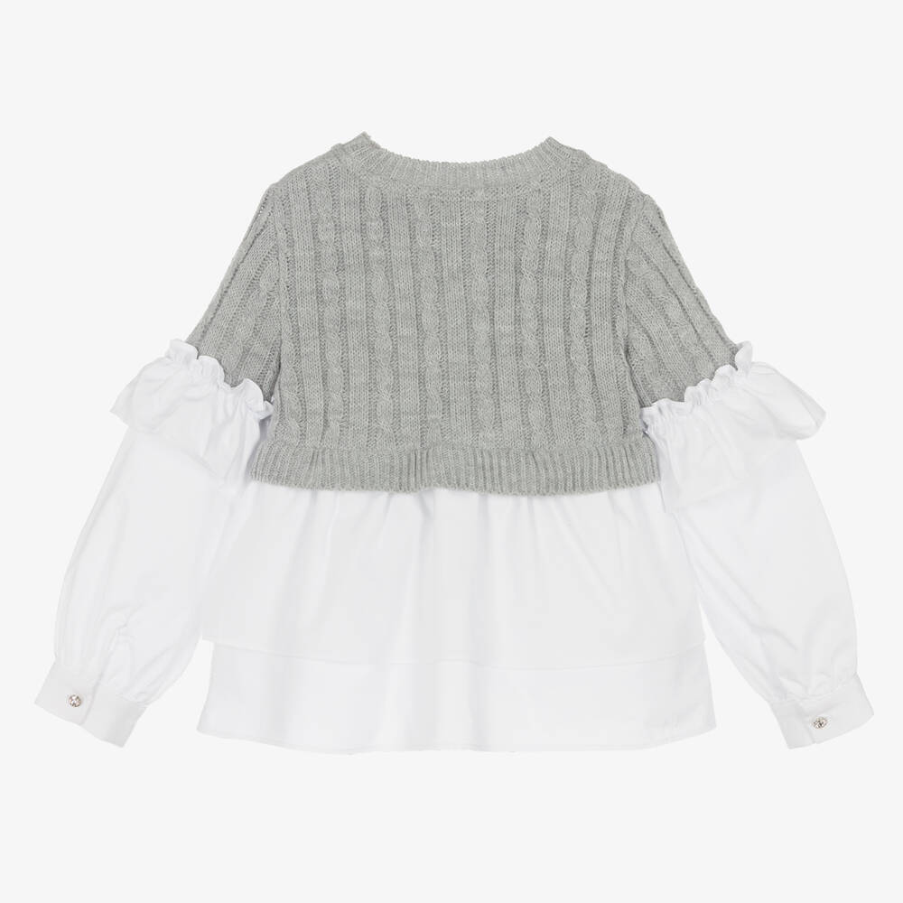 Lapin House-Серый свитер крупной вязки для девочек | Childrensalon Outlet