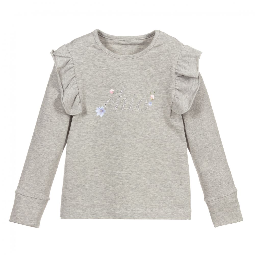 Lapin House - Girls Grey Cotton Jersey Top | Childrensalon