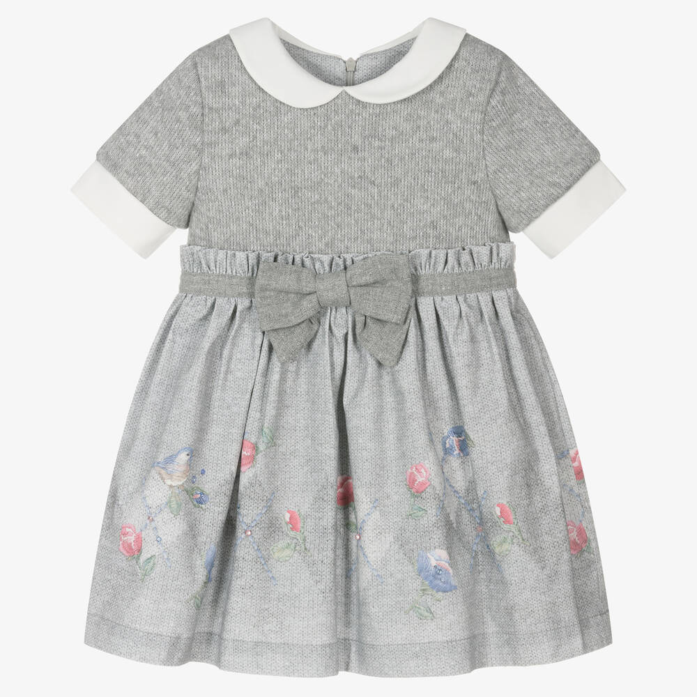 Lapin House - Girls Grey Cotton Knit Dress | Childrensalon