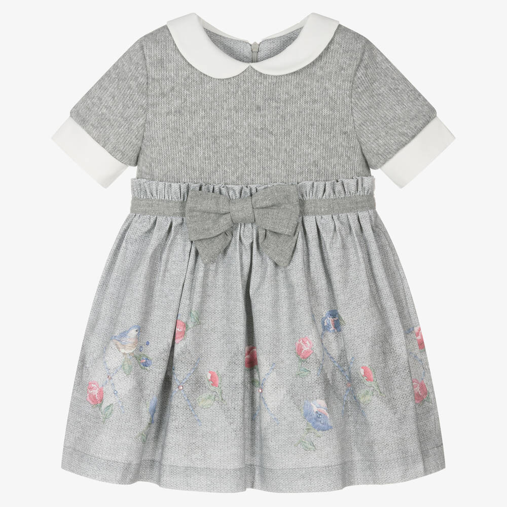 Lapin House - Robe grise en maille de coton fille | Childrensalon