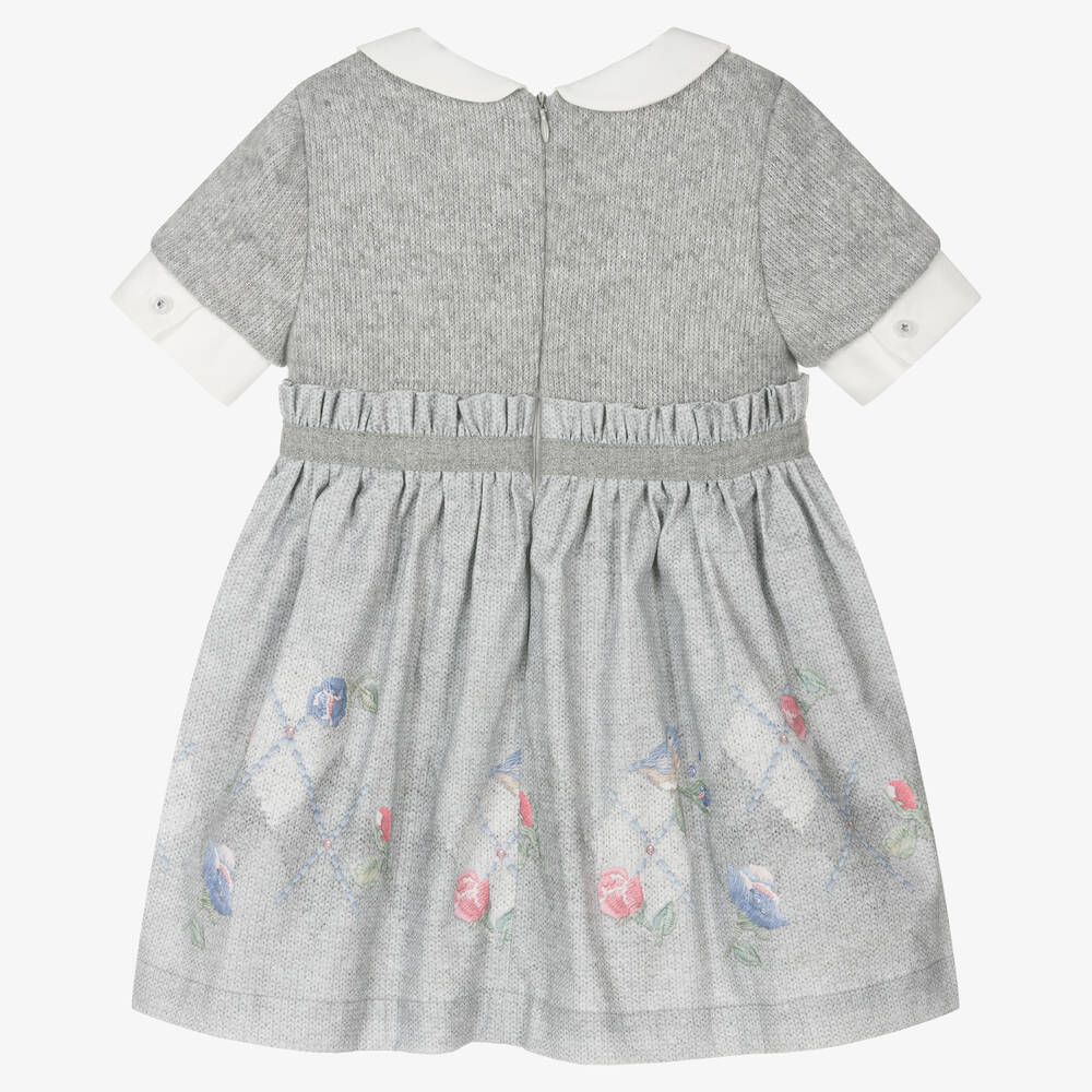 Lapin House-Girls Grey Cotton Knit Dress | Childrensalon Outlet
