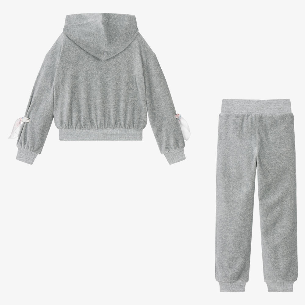 Lapin House-Girls Grey Cotton Velour Tracksuit | Childrensalon Outlet