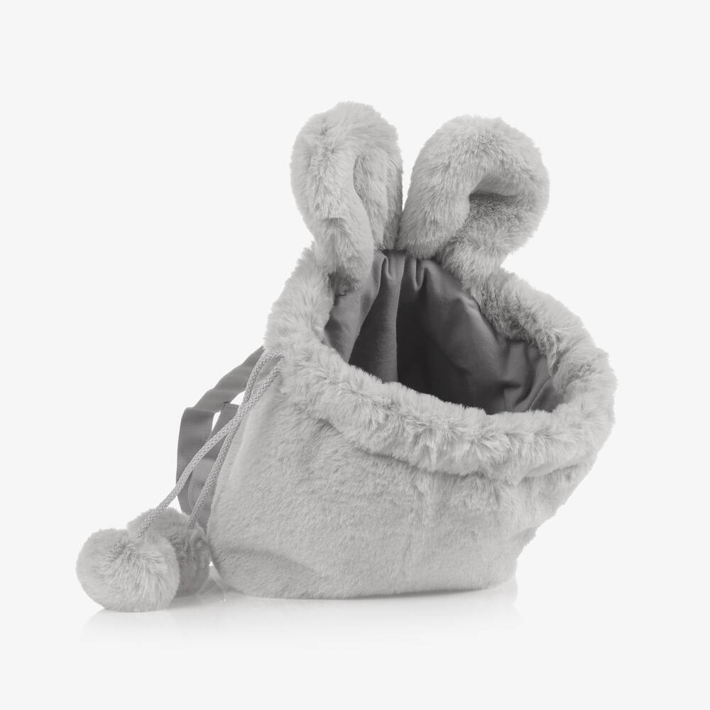 Lapin House-Girls Grey Faux Fur Bag (20cm) | Childrensalon Outlet