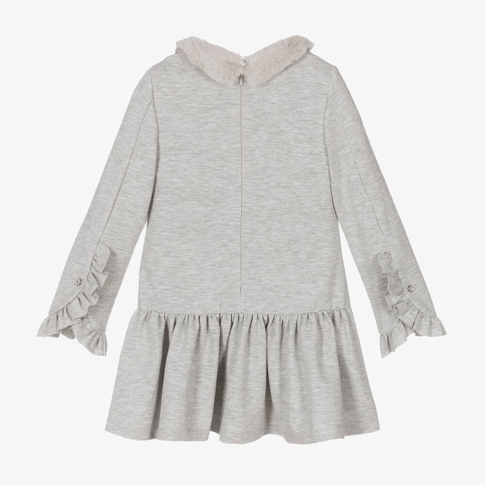 Lapin House-Girls Grey Floral Dress | Childrensalon Outlet
