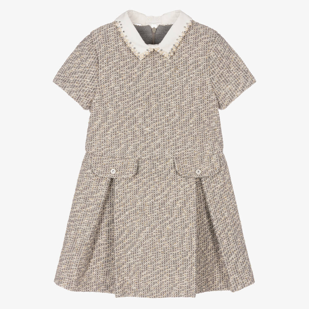 Lapin House-Girls Grey Glittery Dress | Childrensalon Outlet