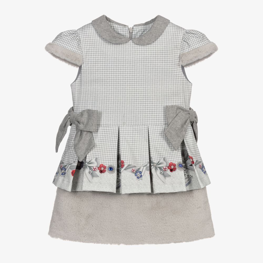 Lapin House - Girls Grey Houndstooth Dress | Childrensalon