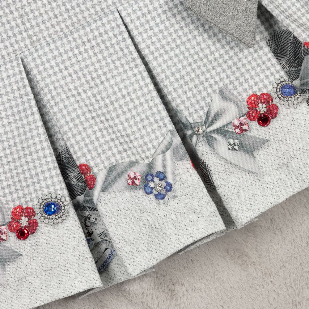 Lapin House-Girls Grey Houndstooth Dress | Childrensalon Outlet