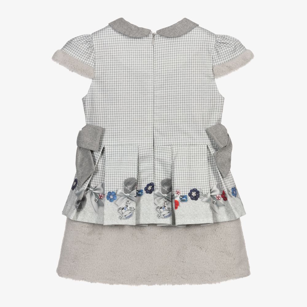 Lapin House-Girls Grey Houndstooth Dress | Childrensalon Outlet