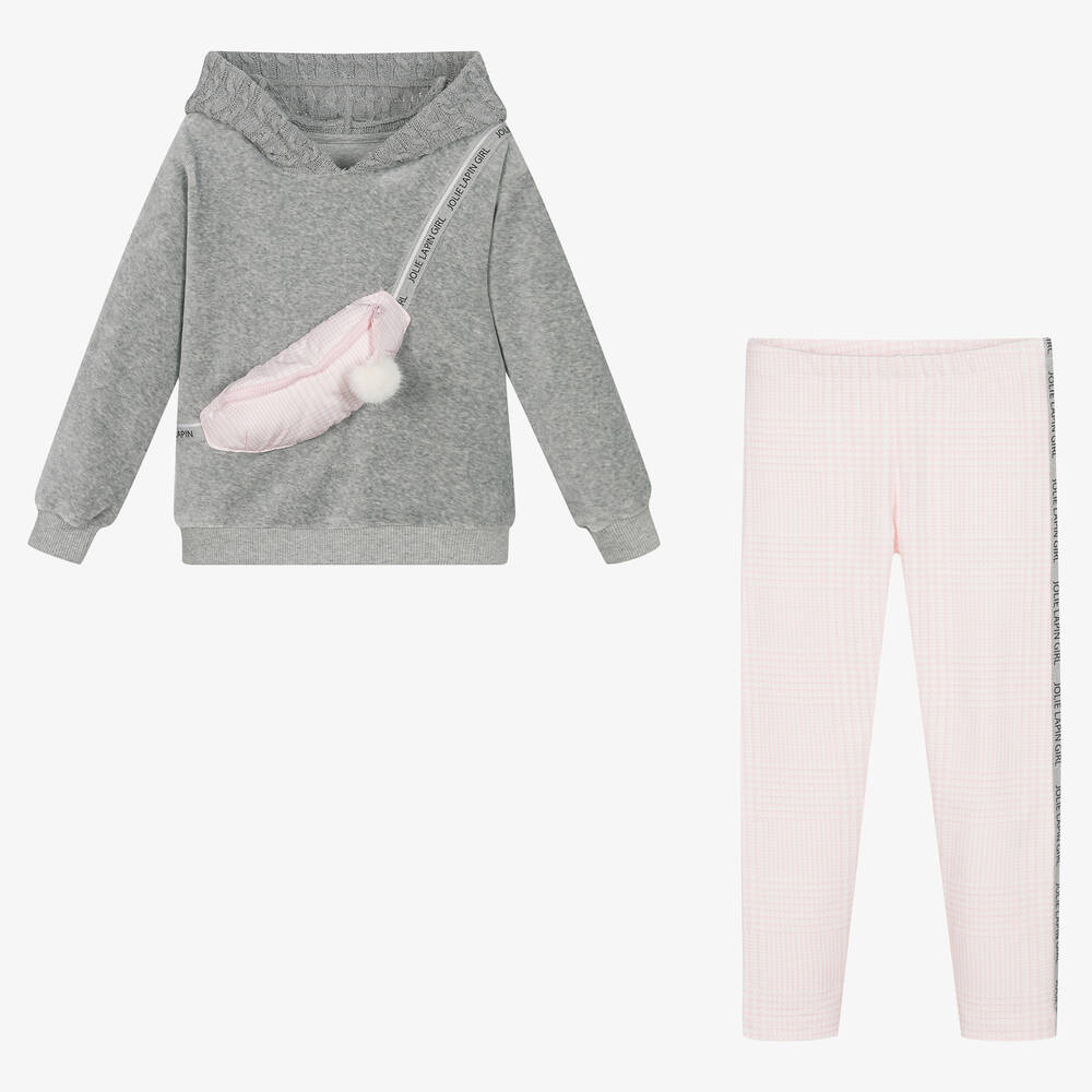 Lapin House-Girls Grey & Pink Cotton Leggings Set | Childrensalon Outlet
