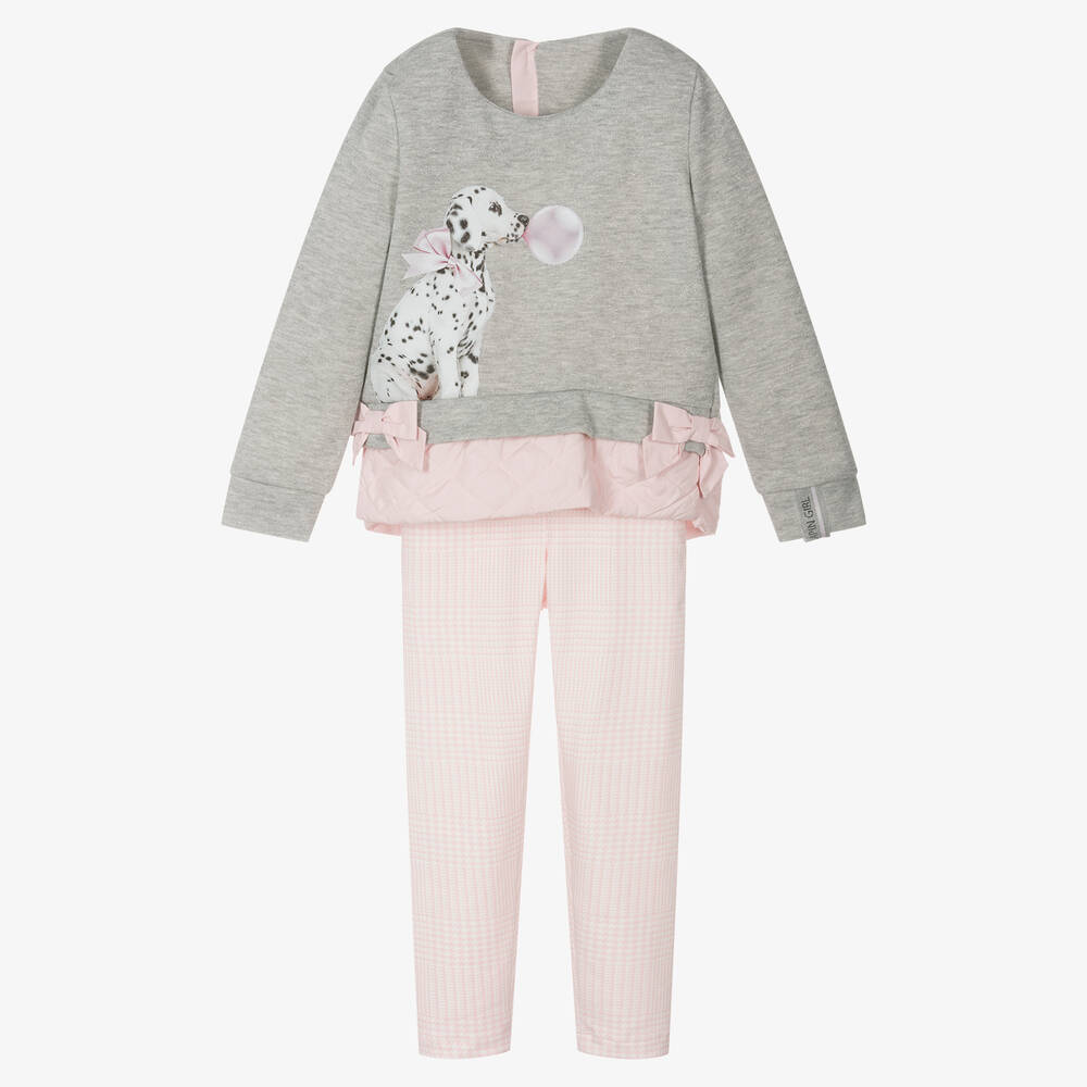 Lapin House - Girls Grey & Pink Dalmatian Leggings Set | Childrensalon